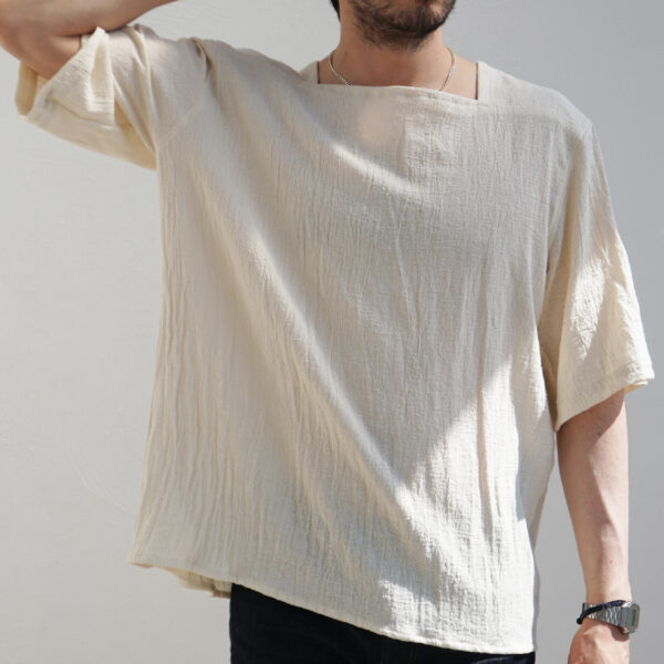 CAMISETA CUELLO RECTO EN MANTA
