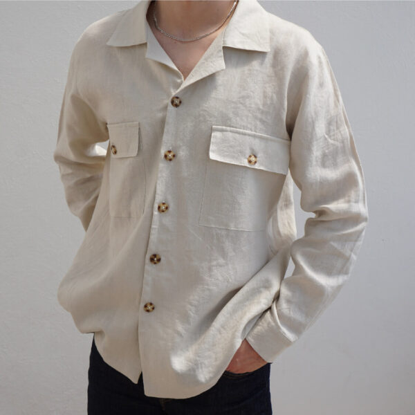 camisa larga crudo5 CAMISA LINO MANGA LARGA