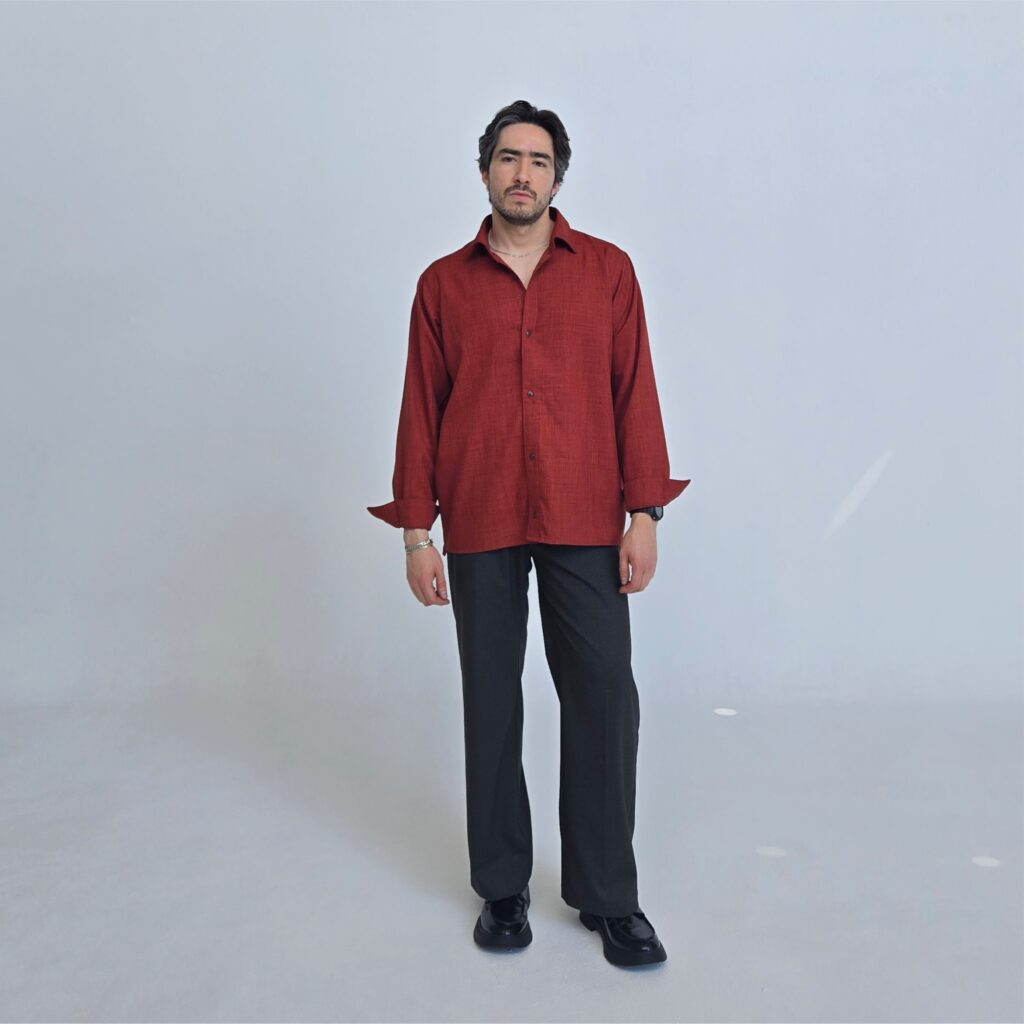 CAMISA BURGUNDY MANGA LARGA