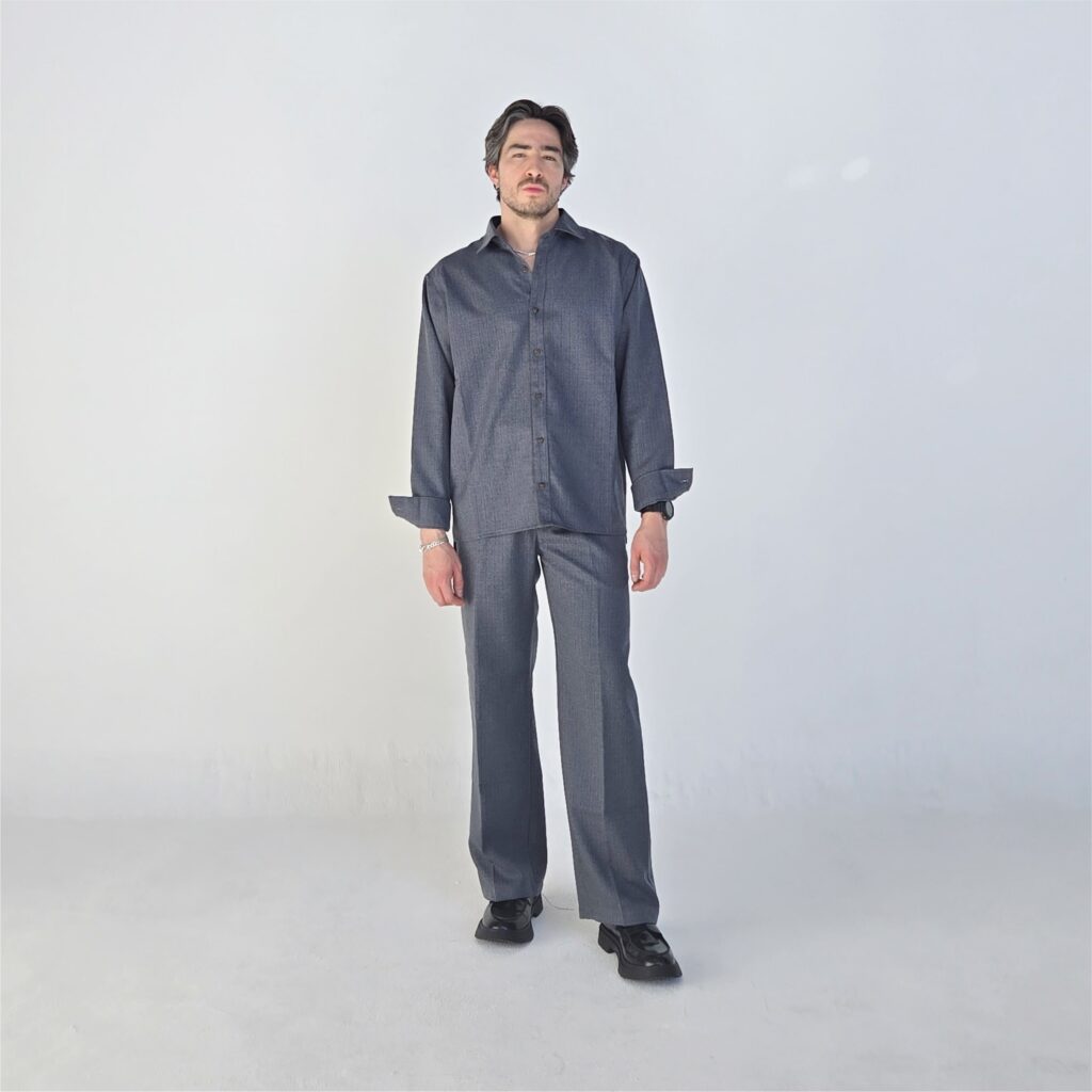 CAMISA GRIS MANGA LARGA